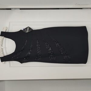 New R&M Richards Black with Sequins Fitted Sleeveless Sheath Dress 6 Stretch